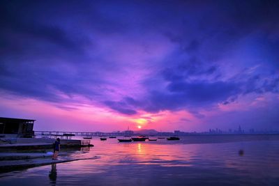 Scenic view of sea against sky during sunset