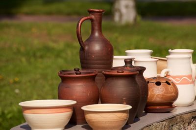 Close-up of objects on table