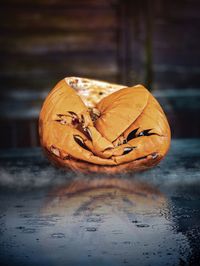 Close-up of pumpkin on table