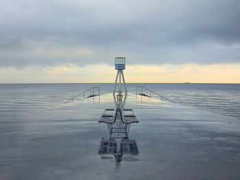 Scenic view of sea against cloudy sky