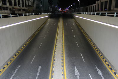 High angle view of illuminated highway on road in city