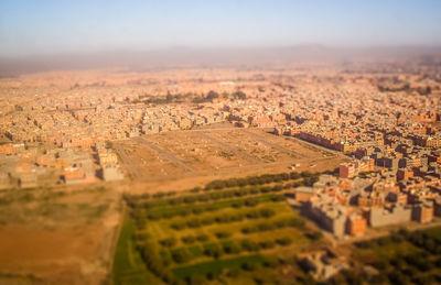 High angle view of cityscape against sky