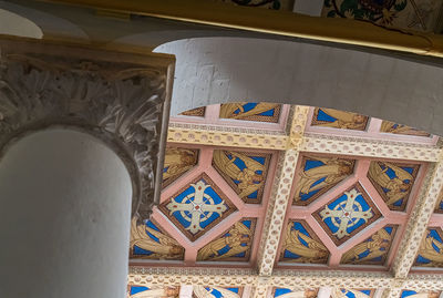 Low angle view of ornate ceiling in historic building