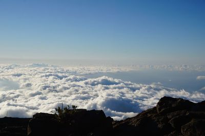 Scenic view of silhouette mountain against sky