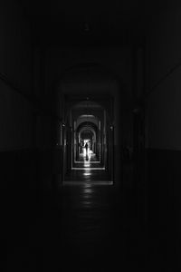 Inside a dark corridor