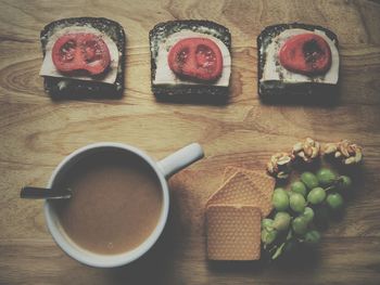 Close-up of food on wooden table