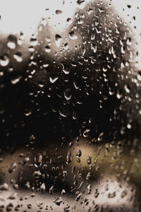 Full frame shot of raindrops on glass