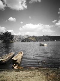 Scenic view of lake against sky