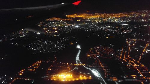 Aerial view of city at night