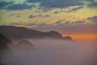 Scenic view of sea against sky during sunset
