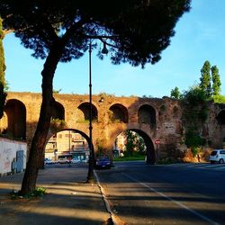 Road passing through city