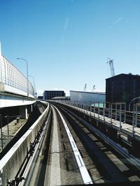 Railroad station against clear sky