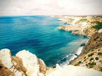 High angle view of beach against sky