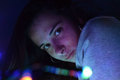 Close-up portrait of a beautiful young woman