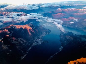 Aerial view of volcanic mountain