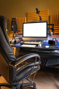 Workplace of professional musician or photographer at home. place of the creative person