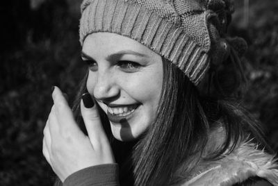 Close-up of smiling beautiful woman