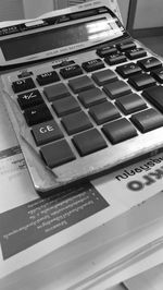 Close-up of computer keyboard on table