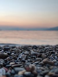 Surface level of stones on beach