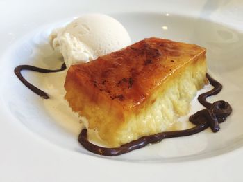 Close-up of dessert served in plate