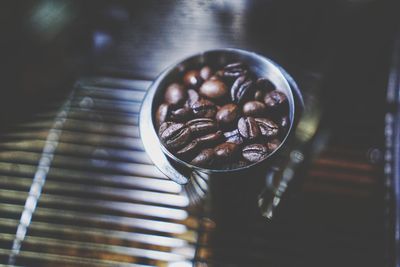 High angle view of coffee on table