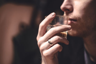 Close-up of men drinking tea