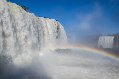 Low angle view of waterfall