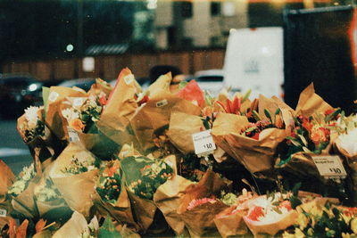 Close-up of flowers for sale in market