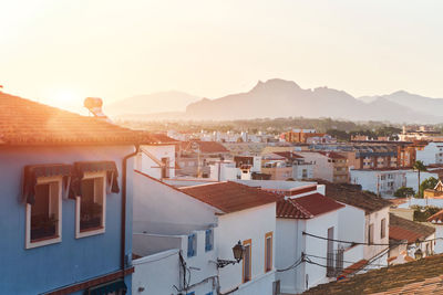 High angle view of townscape against sky