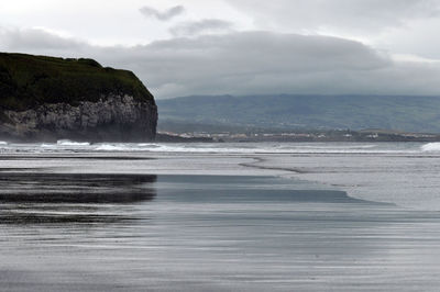 Scenic view of sea against cloudy sky