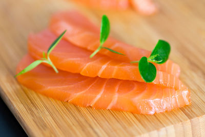 Close-up of fish on table