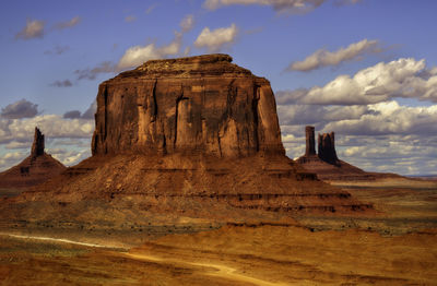 Rock formations on landscape against sky