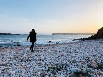 Walking on the beach in winter