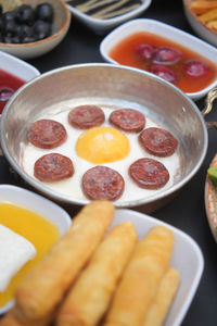 High angle view of food on table