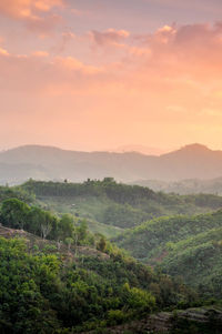 Scenic view of landscape against sky during sunset