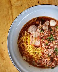 High angle view of food in bowl