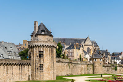 Historic building against clear blue sky