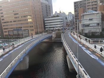 High angle view of bridge over river in city