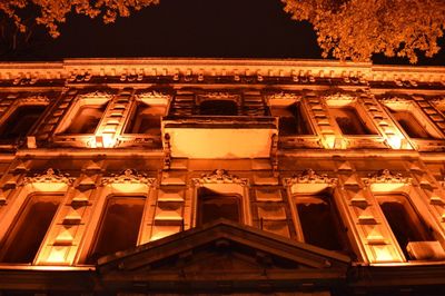 Low angle view of illuminated building