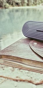 Close-up of open book on table