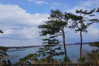 Scenic view of lake against sky