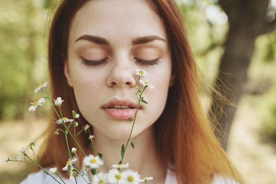 Close-up of beautiful young woman