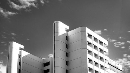 Low angle view of modern buildings against sky