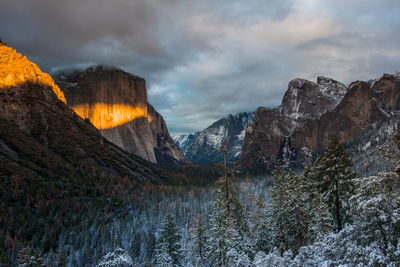 Panoramic view of mountain range against sky