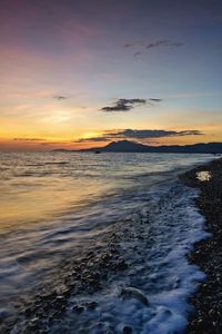 Scenic view of sea at sunset