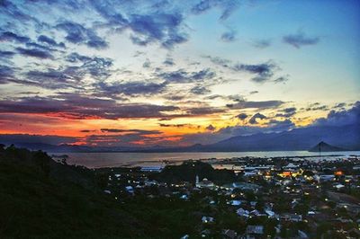 Scenic view of sea at sunset