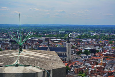 High angle view of townscape against sky