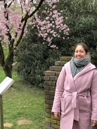 Portrait of a smiling young woman in winter