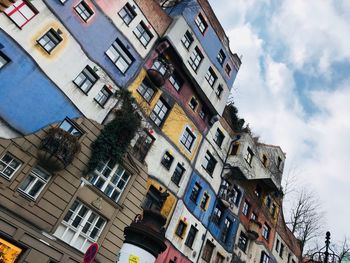 Low angle view of residential building against sky