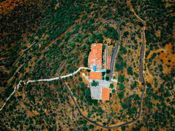 High angle view of agricultural landscape